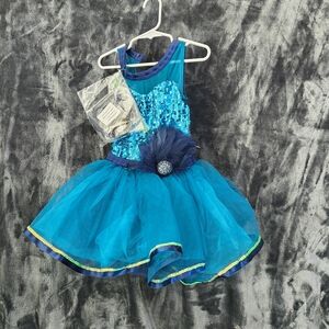 Weissman Teal and Blue Sequin Dance Costume
